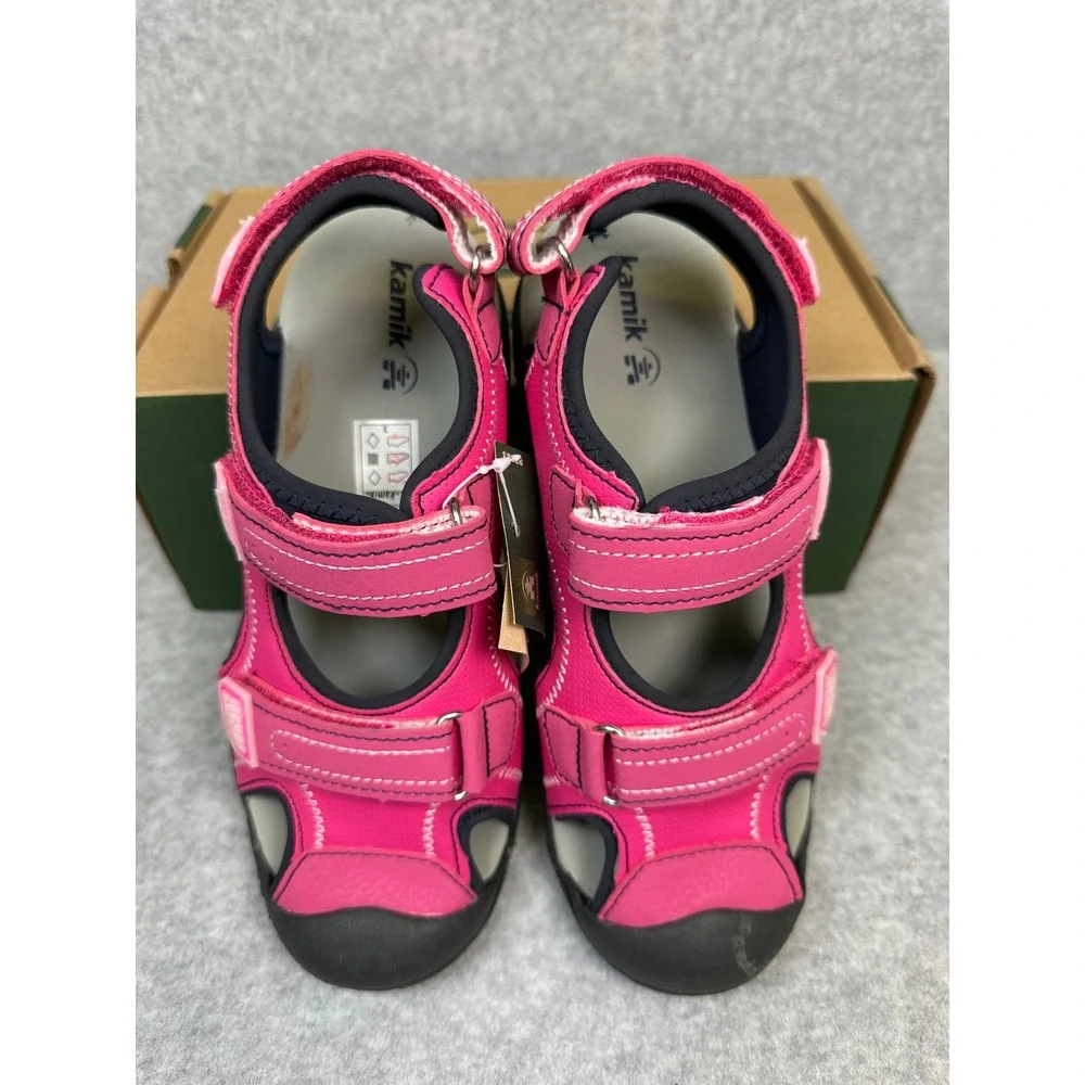 Kamik SeaTurtle2 Pink Closed Toe Sandals Girls Size 4 Water Friendly Vegan Shoes